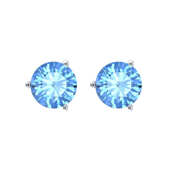 6mm Lab Created Gemston Gold Plated 925 Silver Martini Stud Earrings for Women, - Picture 3 of 16